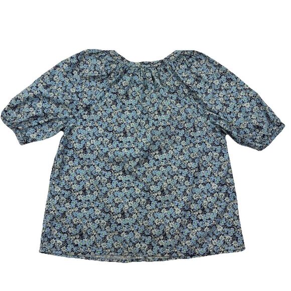 Vineyard Vines Women’s Puff Sleeve Button Front Blue Floral Blouse Size Medium - Picture 6 of 9